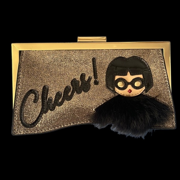 Trina Turk CHEERS clutch.  Adorable. Pocket inside. Very different. - Picture 11 of 12